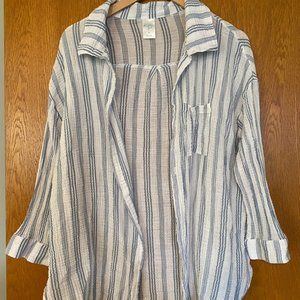 Kona Sol Blue Striped Button-Up